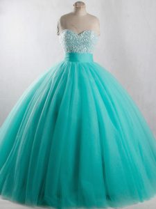 Dramatic Sleeveless Beading Lace Up Quinceanera Dress
