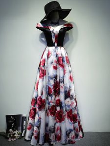 Sexy Multi-color Sleeveless Printed Lace Up Dress for Prom for Prom and Party and Military Ball and Beach