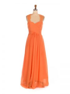 Best Orange Red Sleeveless Chiffon Lace Up Vestidos de Damas for Prom and Party and Wedding Party