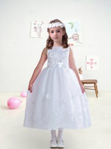 Sleeveless Appliques and Belt Zipper Toddler Flower Girl Dress