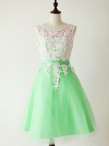 Best Selling Lace Bridesmaids Dress Apple Green Lace Up Sleeveless Knee Length