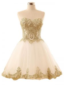 Champagne Sleeveless Tulle Lace Up Homecoming Dress Online for Prom and Party and Sweet 16