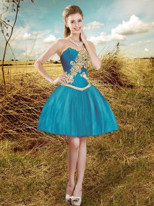 Sexy Mini Length Lace Up Homecoming Party Dress Teal for Prom and Party with Beading
