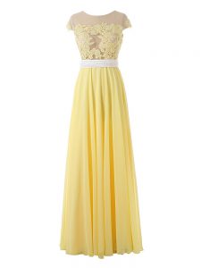 Great Organza Sleeveless Floor Length Prom Gown and Lace and Appliques