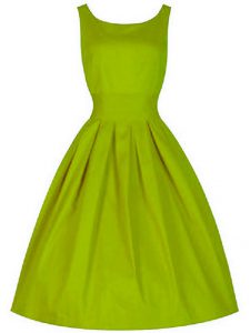 Olive Green Sleeveless Taffeta Lace Up Dama Dress for Prom and Party and Wedding Party