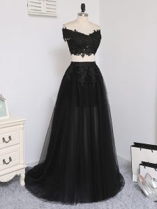 Black Sleeveless Tulle Zipper Homecoming Dress for Prom and Party and Beach