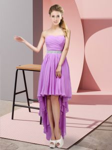 Eye-catching High Low A-line Sleeveless Lavender Dress for Prom Lace Up