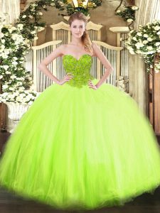 Affordable Floor Length Lace Up Vestidos de Quinceanera for Military Ball and Sweet 16 and Quinceanera with Beading
