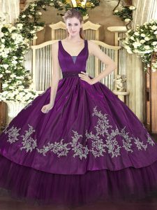 Best Selling Floor Length Ball Gowns Sleeveless Purple Ball Gown Prom Dress Zipper