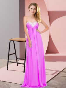 Luxurious Lilac Lace Up Sweetheart Ruching Prom Party Dress Chiffon Sleeveless