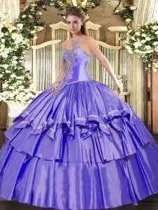 Exquisite Sleeveless Lace Up Floor Length Beading and Ruffled Layers Sweet 16 Dresses