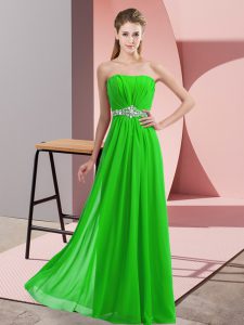 Sumptuous Strapless Sleeveless Lace Up Dress for Prom Green Chiffon