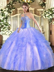 Fitting Sleeveless Lace Up Floor Length Beading and Ruffles Sweet 16 Quinceanera Dress