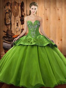 Sweetheart Neckline Beading and Embroidery Ball Gown Prom Dress Sleeveless Lace Up