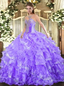 Clearance Sleeveless Beading and Ruffled Layers Lace Up Quinceanera Dresses