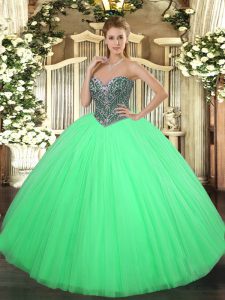 Green Sweetheart Neckline Beading Quinceanera Dresses Sleeveless Lace Up