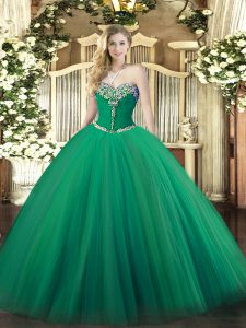 Artistic Floor Length Lace Up Quince Ball Gowns Turquoise for Military Ball and Sweet 16 and Quinceanera with Beading