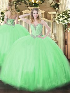 Sexy Sleeveless Floor Length Beading Lace Up 15 Quinceanera Dress