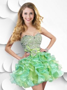 Noble Multi-color Sweetheart Neckline Beading and Ruffles and Bowknot Prom Party Dress Sleeveless Zipper