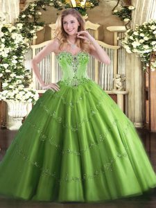 Sweetheart Lace Up Beading Quinceanera Gowns Sleeveless