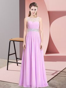 Pretty Floor Length Empire Sleeveless Lilac Prom Evening Gown Lace Up