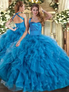 Sleeveless Lace Up Floor Length Ruffles Quince Ball Gowns