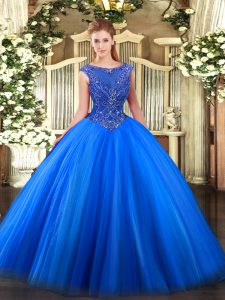 Cheap Beading and Appliques Sweet 16 Quinceanera Dress Royal Blue Zipper Sleeveless Floor Length