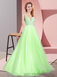 Sleeveless Lace Zipper Prom Evening Gown
