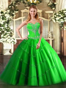 Fitting Floor Length Quinceanera Gowns Tulle Sleeveless Beading