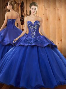 Royal Blue Sleeveless Beading and Embroidery Floor Length Sweet 16 Quinceanera Dress