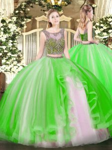 Noble Sleeveless Beading and Ruffles Floor Length Sweet 16 Quinceanera Dress
