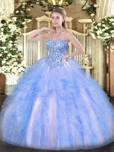 Sleeveless Appliques and Ruffles Lace Up 15th Birthday Dress