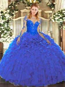 Long Sleeves Lace and Ruffles Lace Up Vestidos de Quinceanera