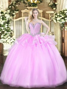 Great Sleeveless Lace Up Floor Length Beading 15th Birthday Dress
