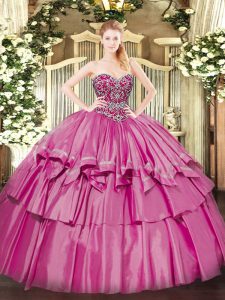 Floor Length Ball Gowns Sleeveless Pink Quinceanera Dress Lace Up