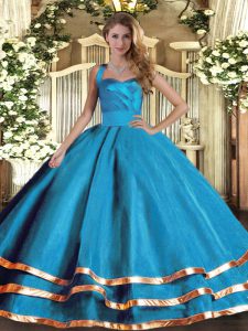 Tulle Sleeveless Floor Length Quinceanera Dress and Ruffled Layers