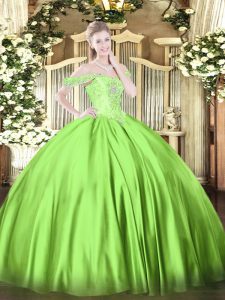 Exceptional Ball Gowns Quinceanera Gown Off The Shoulder Satin Sleeveless Floor Length Lace Up