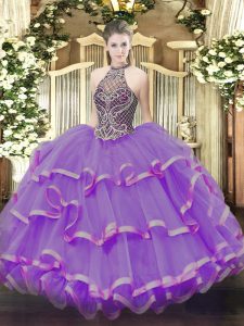 Stylish Ball Gowns Sleeveless Eggplant Purple Sweet 16 Quinceanera Dress Lace Up
