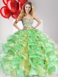 Free and Easy Ball Gowns Quinceanera Dress Multi-color Sweetheart Organza Sleeveless Floor Length Zipper
