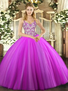 Cheap Floor Length Lilac Sweet 16 Quinceanera Dress Straps Sleeveless Lace Up