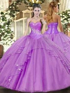 Floor Length Ball Gowns Sleeveless Lavender 15th Birthday Dress Side Zipper