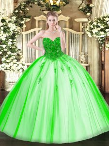 Floor Length Lace Up Sweet 16 Dresses for Military Ball and Sweet 16 and Quinceanera with Beading