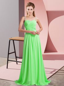 Sleeveless Chiffon Sweep Train Criss Cross Prom Dress for Prom and Party