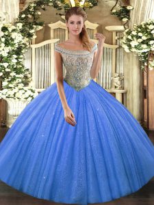 Floor Length Ball Gowns Sleeveless Baby Blue Quinceanera Gowns Lace Up
