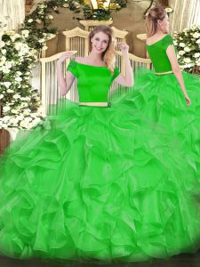 Best Selling Floor Length Zipper Quinceanera Dress Green for Military Ball and Sweet 16 and Quinceanera with Appliques a