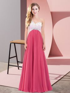 One Shoulder Sleeveless Criss Cross Prom Dresses Coral Red Chiffon
