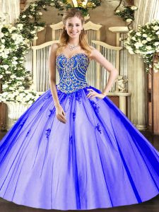 Lavender Sweetheart Neckline Beading and Appliques Sweet 16 Dresses Sleeveless Lace Up