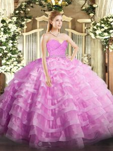 Dramatic Sleeveless Beading and Lace and Ruffled Layers Zipper Sweet 16 Quinceanera Dress