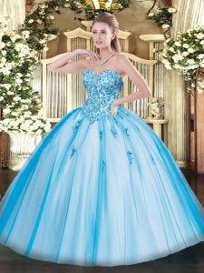 Romantic Sweetheart Sleeveless Lace Up Vestidos de Quinceanera Baby Blue Tulle