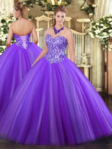 Custom Fit Eggplant Purple Sweetheart Lace Up Appliques 15 Quinceanera Dress Sleeveless